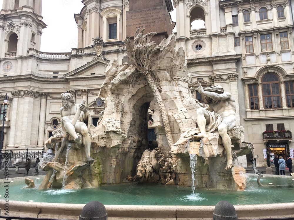 View on Moor's fountain on a day. Rome. Italy.
