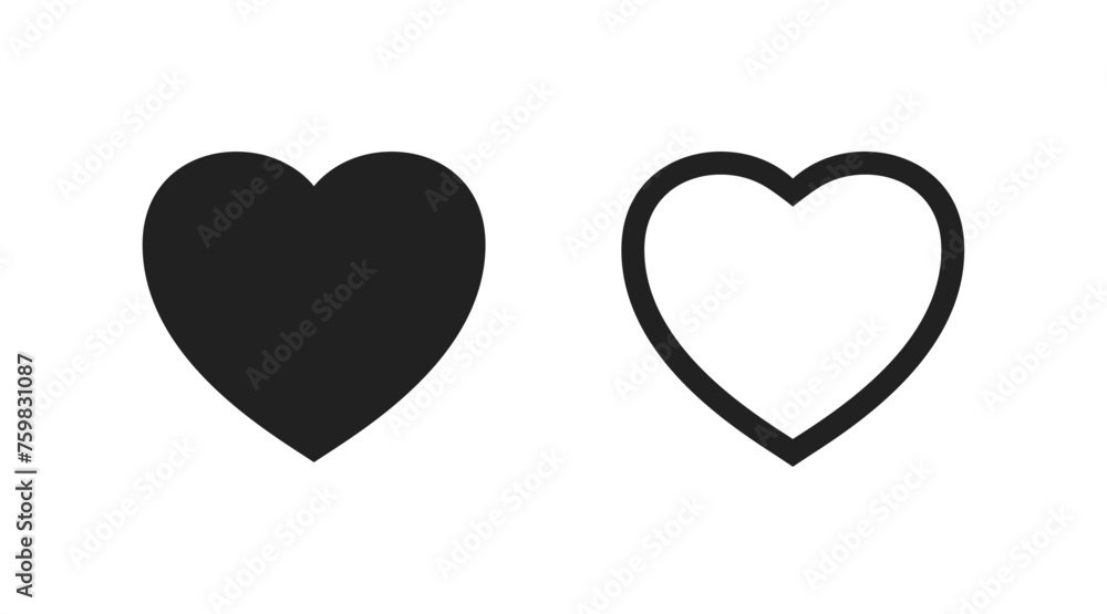 Heart icon. Black heart shape isolated on white background. Graphic design for wedding celebration. Romantic prints. Cute simple frame. Wedding party element. Vector illustration