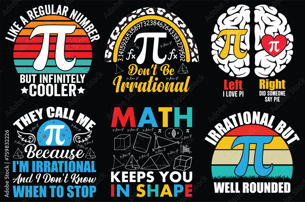 Happy Pi Day Retro Vintage Bundle T-shirt design