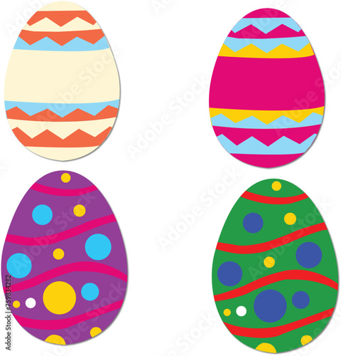 Vector illustration of a set of colored eggs. Spring holiday, Easter.