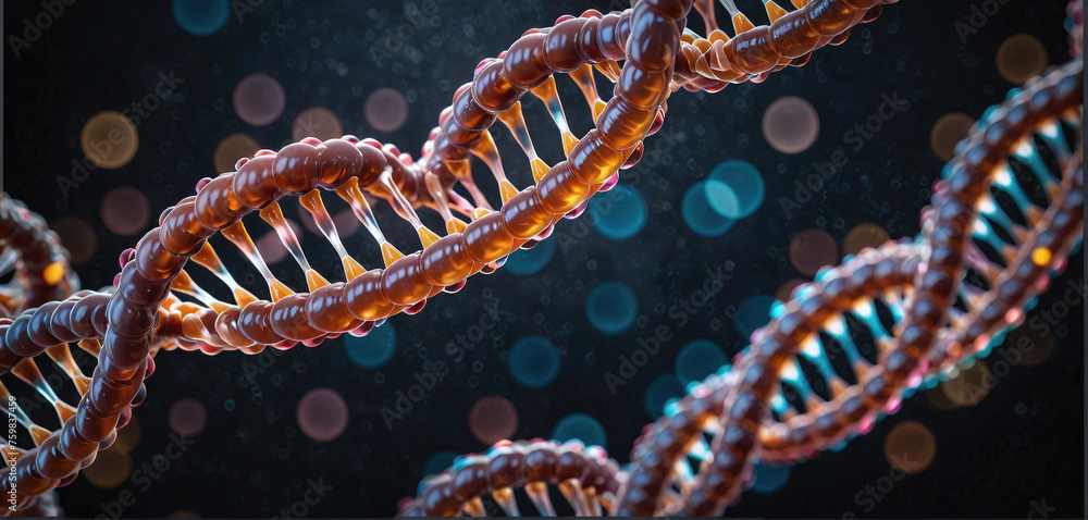 Fototapeta premium Colorful DNA gene helix spiral molecule structure