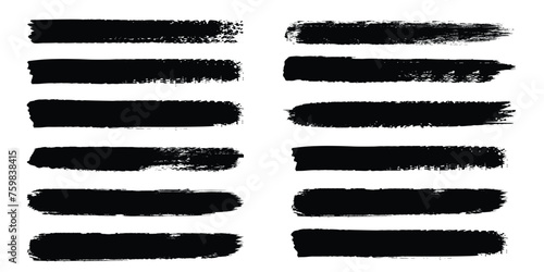 Vector black paint, ink brush stroke, brush, line or texture. Dirty artistic design element, box, frame or background for text.