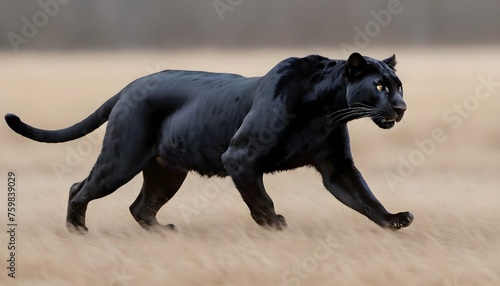 A Panther With Its Fur Ruffled By The Wind On The