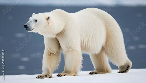 A Polar Bear With Its Thick Fur Blowing In The Arc