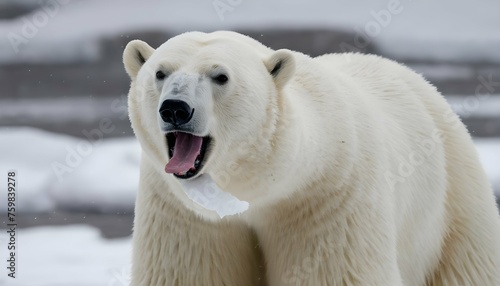 A Polar Bear With Its Tongue Flicking Out Tasting