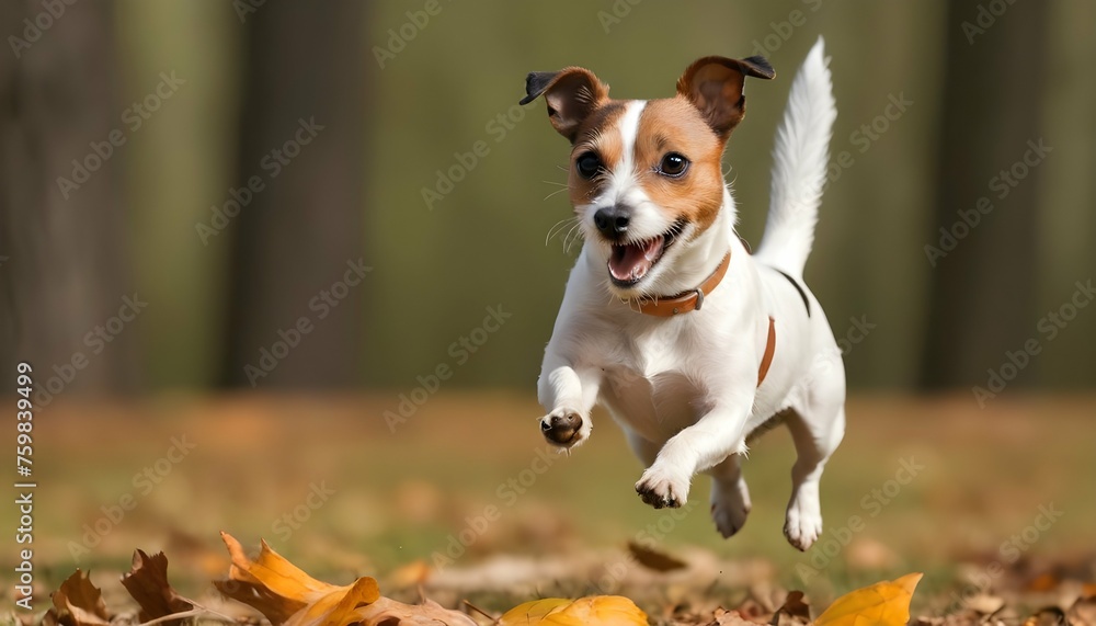 A Spirited Jack Russell Terrier Chasing A Squirrel