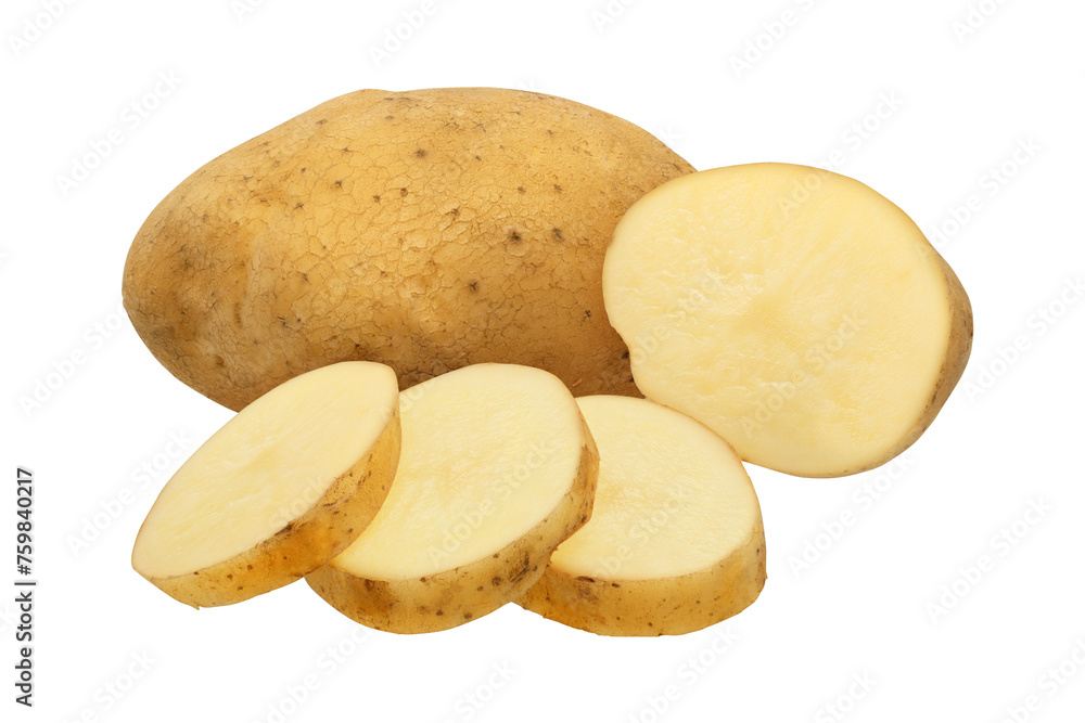 Sliced raw potatoes on transparent background Sliced raw potatoes on transparent background