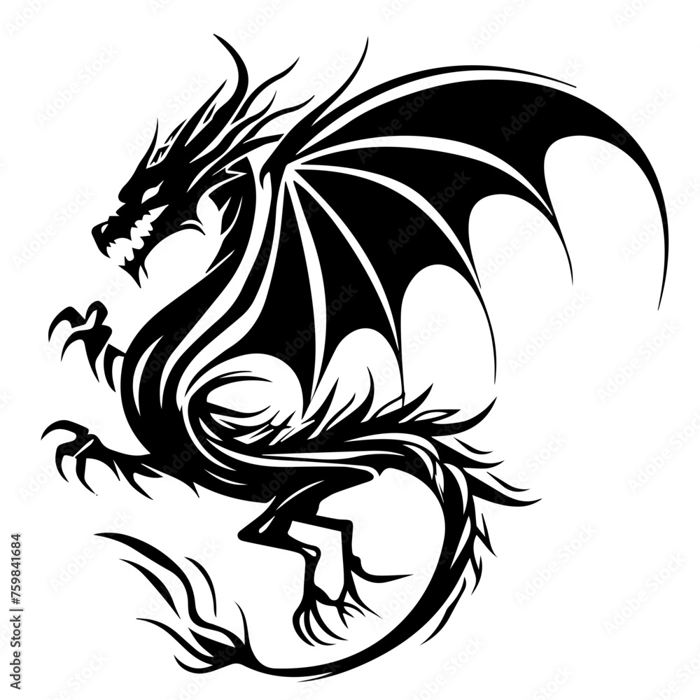 Flying Dragon Black Vector Illustration Flying Dragon Black Vector Illustration