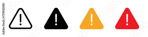 Caution alarm set. Caution sign. Danger sign collection, attention vector icon, yellow, red and black fatal error message element