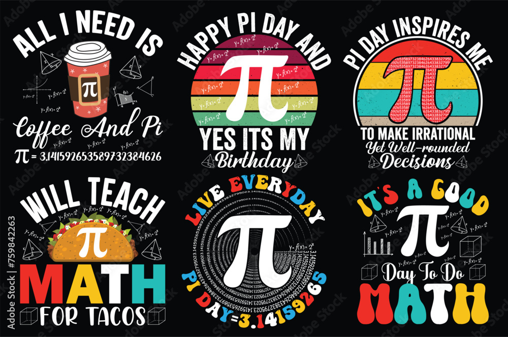 Happy Pi Day Retro Vintage Bundle T-shirt design