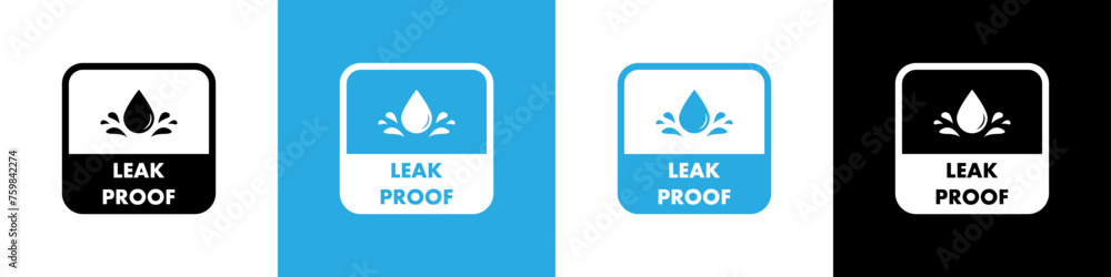 Set waterproof badge vector for product. Leak proof vector logo design. Collection of water resistant signs. Water protection, liquid proof protection.