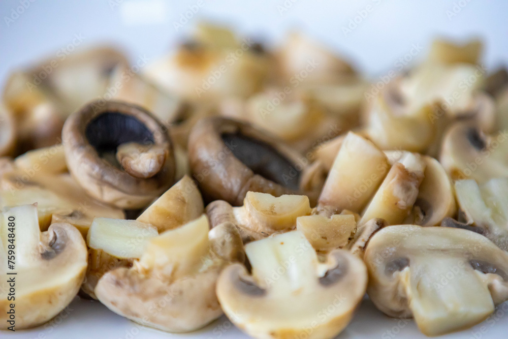 Fresh Paris champignon Agaricus Bisporus in selective focus Fresh Paris champignon Agaricus Bisporus in selective focus