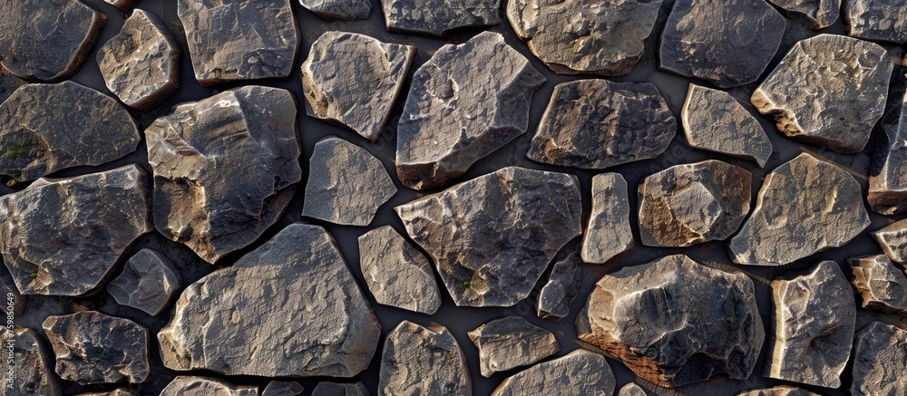 Fototapeta premium Granite boulder-created stone wall texture.