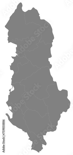 Outline of the map of Albania with regions