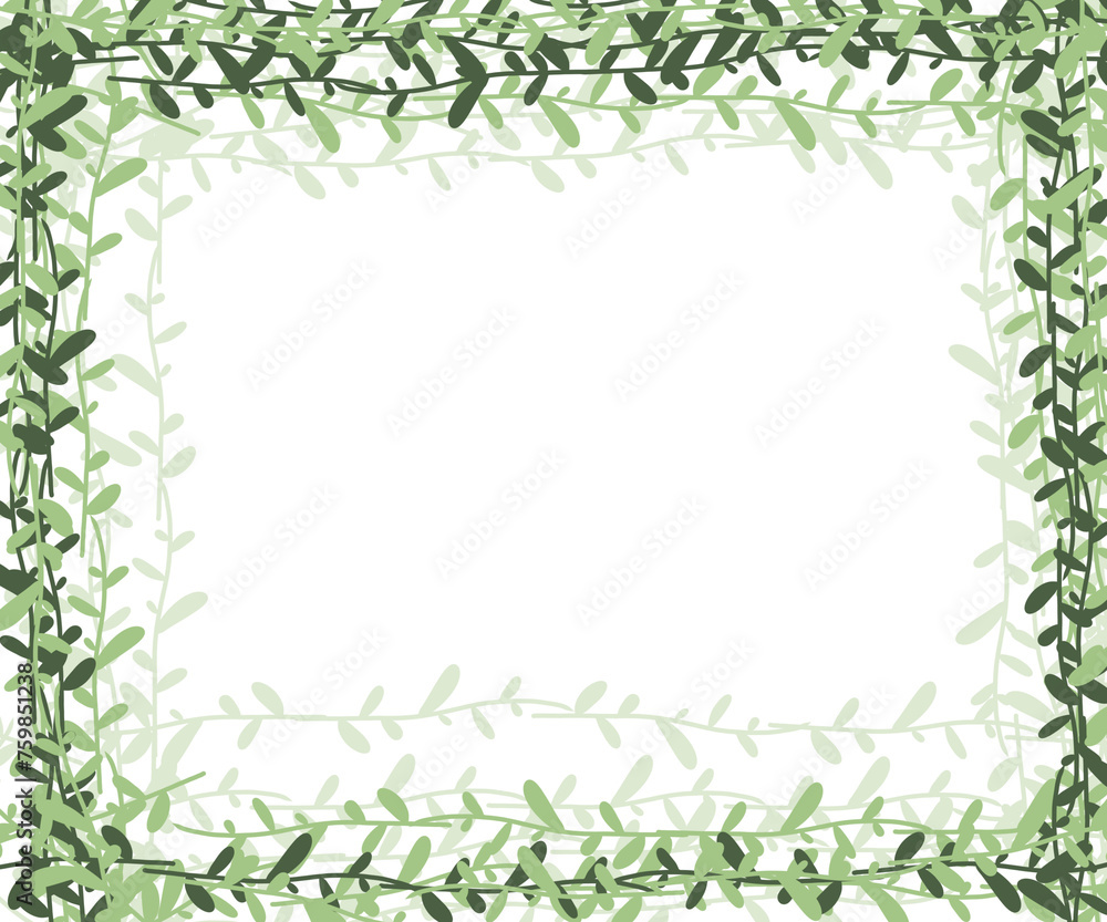 Gradient dusty green watercolor Plants stem frame banner. Spring and winter botanical border illustration for wedding, greeting card, wreath, website. Botanical foliage on white horizontal background