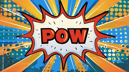 a pop art speech bubble template with a comic book POW expression .
 photo