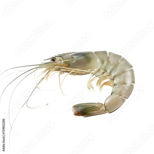 Close Up of Shrimp on White Background. Transparent PNG Background