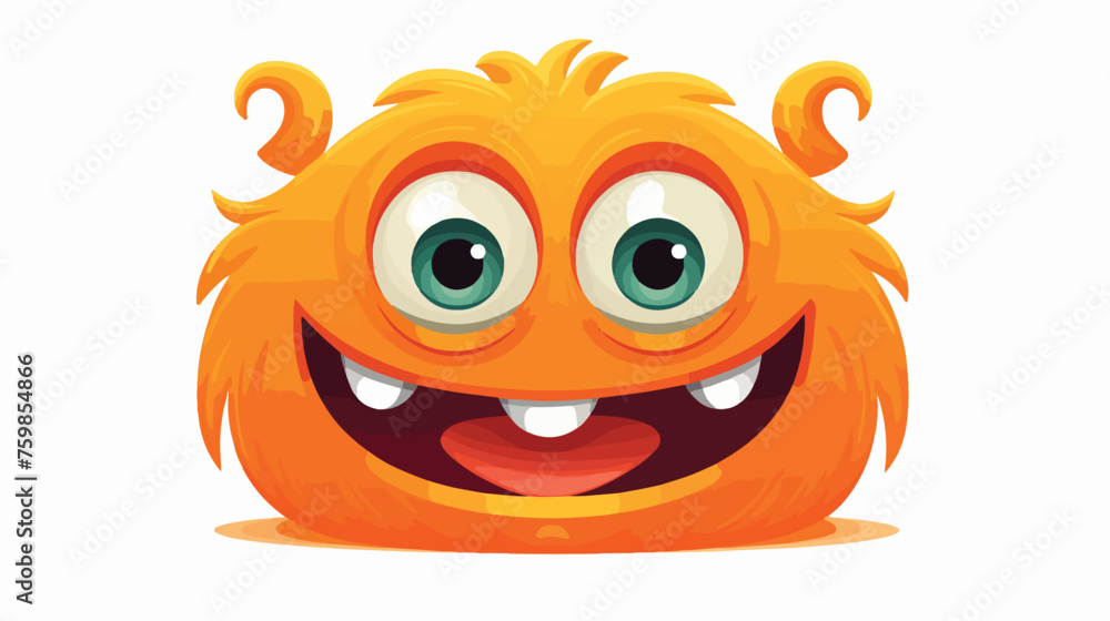 Vector orange funny monster face. cartoon monster sm