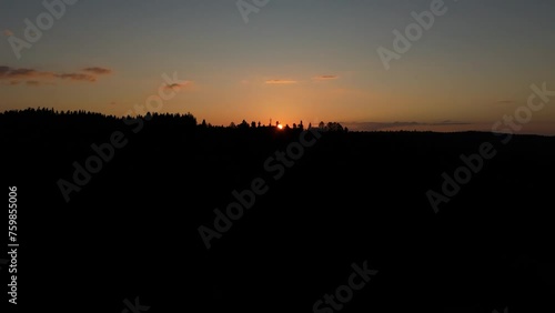 Beautiful Sunset Moutnains River Lesko Aerial View Poland photo