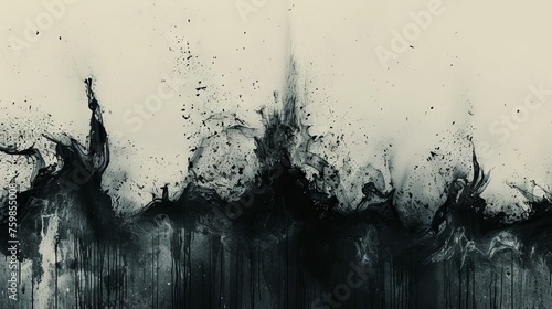 A monochrome image with white lines and splashes on a black background, creating sharp contrasts and directional movement.
Concept: visualization of emptiness and detachment in psychology and art. photo