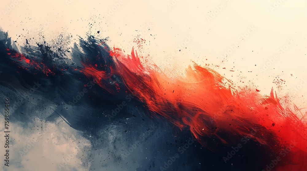 dramatic red and white colors splashed across the surface, creating a sense of movement and passion dramatic red and white colors splashed across the surface, creating a sense of movement and passion