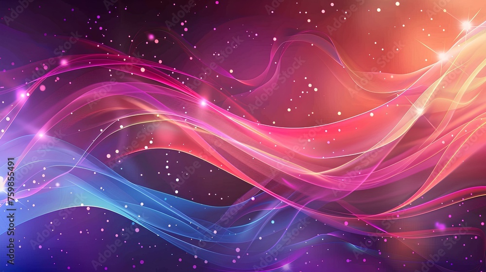 Flowing Wave Abstract Background with Light and Motion in Blue and Purple Tones