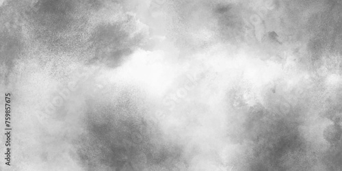 Abstract white and gray isolated cloud cumulus clouds. Gray aquarelle painted realistic fog or mist smoky textured canvas design. White and ash messy wall stucco texture background.