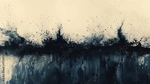 Monochrome abstraction with dark vertical streaks and drops. minimalism and reflection. Concept: visualization of emptiness and detachment in psychology and art.