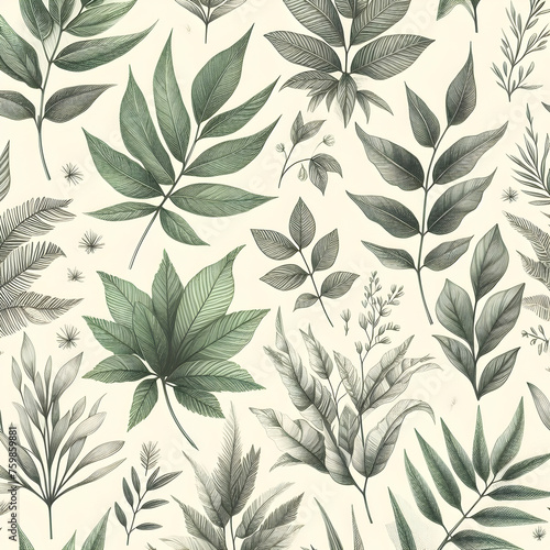 seamless pattern with leaves, pattern, seamless,leaf, illustration, Ai generated 