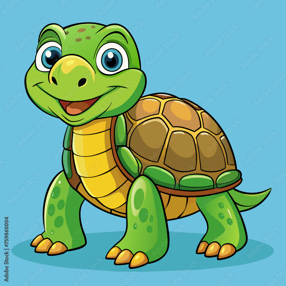 Fototapeta premium Turtle, tortoise, tortoise, turtledove, sea turtle, turtledove, mascot, pet, cartoon, pretty, cute, draw, art, wildlife, character, vector, illustration