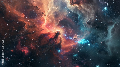 Cosmos with stars, nebula and galaxies, abstract space background 
