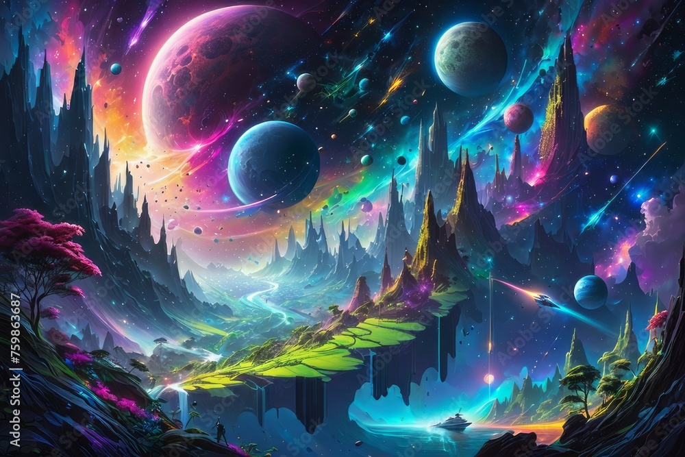 Obraz premium landscape with space created with generative AI software