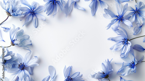 Blue Flowers on White
