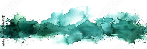 Green watercolor paint blot on white background.