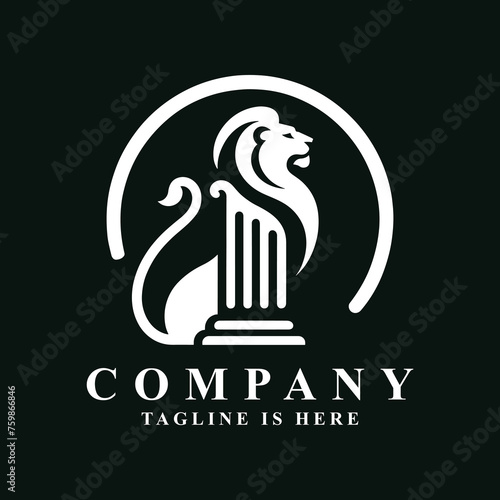 Lion column logo: Fuses strength and stability, blending the majestic presence of a lion with the architectural symbolism of a column for a powerful brand image.