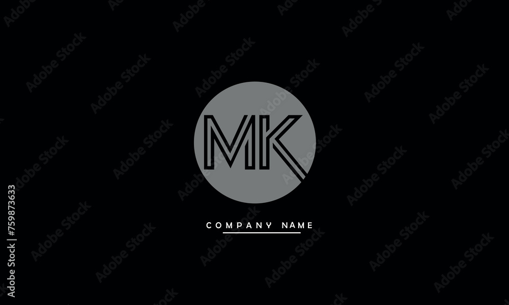 MK, KM, M, K Abstract Letters Logo Monogram MK, KM, M, K Abstract Letters Logo Monogram