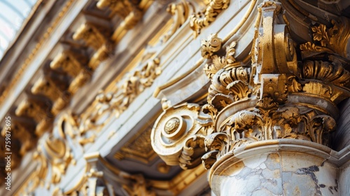 Versailles, France, Europe. Palace of Versailles Beautiful gilded baroque design elements