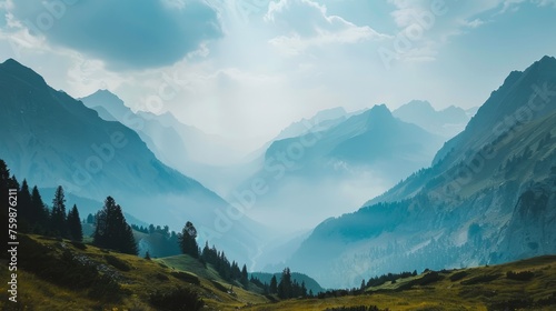 View of mountains in mountain landscape 