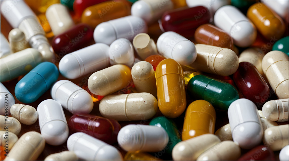 A variety of colorful pills and capsules displayed neatly, representing medicine and healthcare. generative.ai A variety of colorful pills and capsules displayed neatly, representing medicine and healthcare. generative.ai