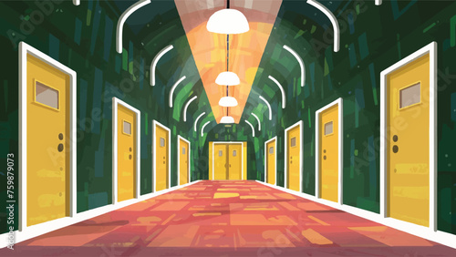 Flat Design Vector Illustration of a Hall: Modern, Stylish, and Minimalistic Graphic 