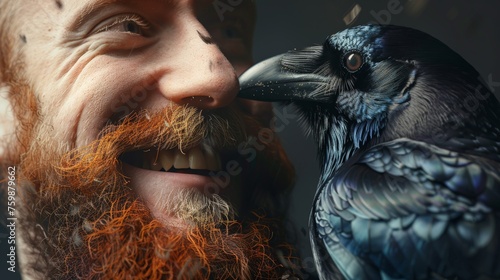 Person With Beard and Bird Close Up