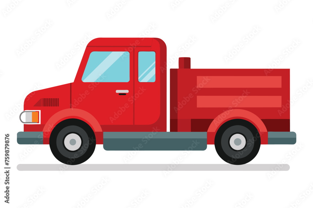 Red truck, clear flat vector, illustration artwork 