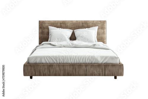 Modern bed isolated on clear background.