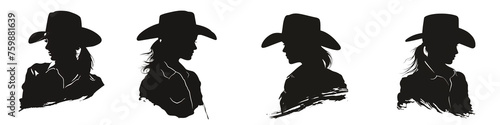 Cowgirl Silhouette clipart collection, symbol, logos, icons isolated on transparent background
