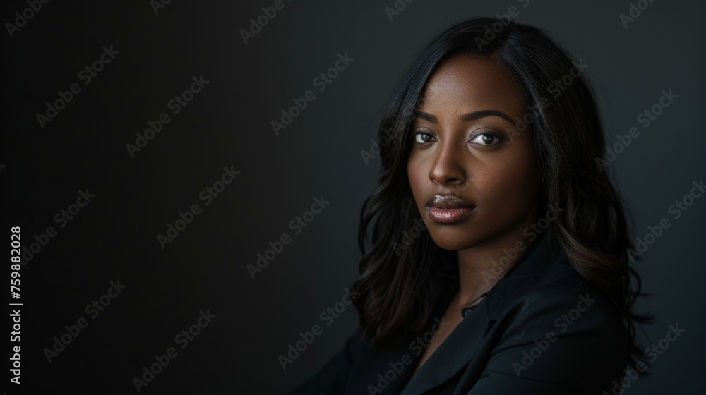 Professional Woman in Black Suit Posing Professional Woman in Black Suit Posing