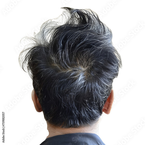 Man With Grey Hair Seen From Behind. Transparent PNG Background