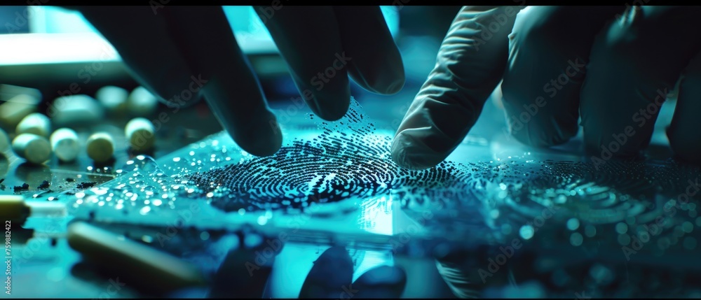 forensic examination with a focus on fingerprint scanner crime scene ...