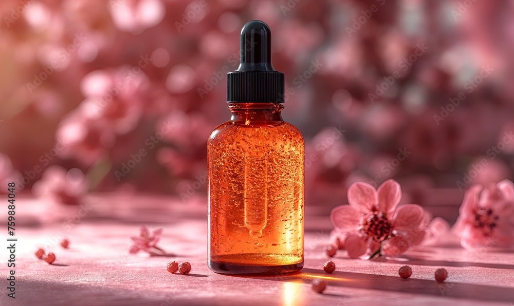 Bottle with liquid on an abstract background. Bottle with liquid on an abstract background.