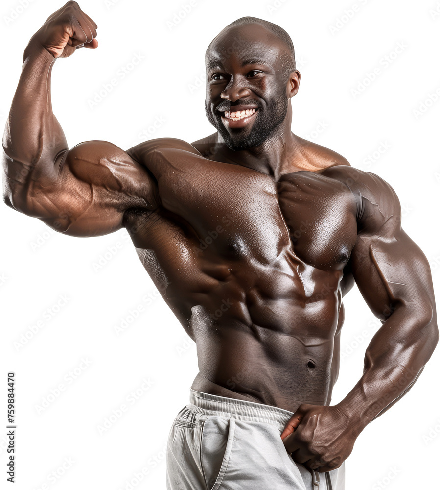 Muscular bodybuilder showing off biceps, cut out transparent Muscular bodybuilder showing off biceps, cut out transparent