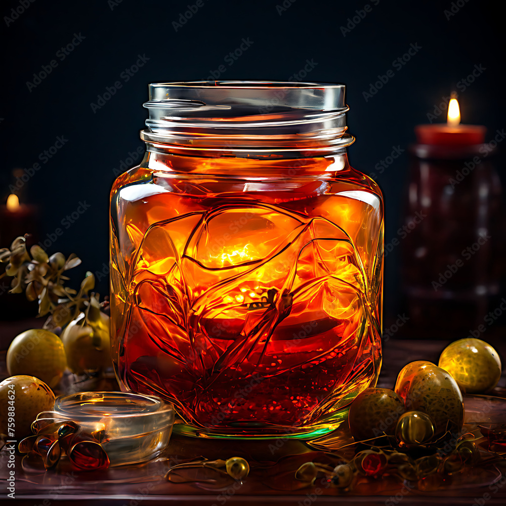 candle in glass jar